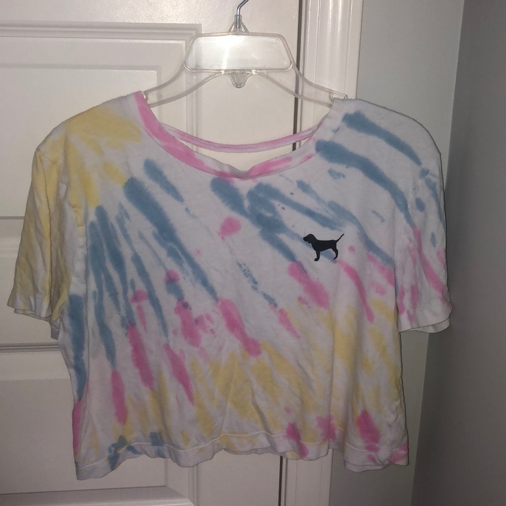 PINK tie-dye crop top